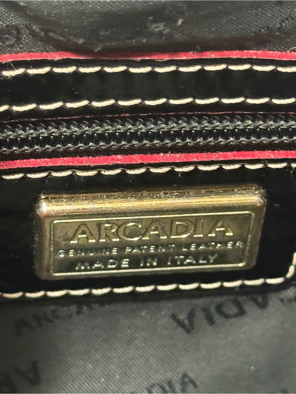 Arcadia Black Patent Crossbody with Red. embossed design - Picture 12 of 15